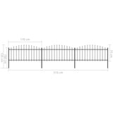 ZNTS Garden Fence with Spear Top Steel x5.1 m Black 277705