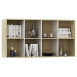 ZNTS Book Cabinet/TV Cabinet White and Sonoma Oak 36x30x114 cm Engineered Wood 800158