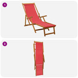 Folding Sun Lounger 2 pcs 3 Position Solid Eucalyptus Wood Red 3407818