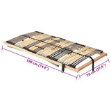 Slatted Bed Base Brown 70 x 190 cm Solid Beech Wood 42015272