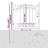 Fence Gate "EMMEN" with Arched Top Steel 100x86 cm Black 146368