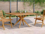 Garden Table Brown Solid Acacia wood 110 cm Decorative Inlays 367837