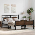 Bed Frame without Mattress Brown Oak 140x200 cm Engineered Wood 4107035