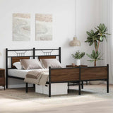 Bed Frame without Mattress Brown Oak 140x200 cm Engineered Wood 4107035