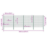 Fence Panel with Posts Iron 694.5x200 cm Green 278682