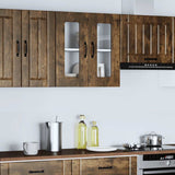 Kitchen Wall Cabinet with Glass Door Kalmar Smoked Oak Engineered Wood 853672