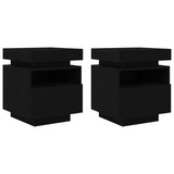Bedside Cabinet with Drawer 2 pcs Black Oak 40 x 39 x 48.5 cm 862187