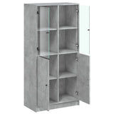 Highboard with Doors Concrete Grey 68x37x142 cm Engineered Wood 3295867