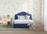 Toddler Bed Frame with Headboard Police Blue 70 x 140 cm Velvet 42010935