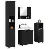 Bathroom Furniture Set 4 pcs Black Engineered wood & Metal 3392964