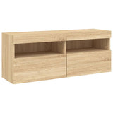 TV Wall Cabinet with LED Lights Sonoma Oak 100x30x40 cm 837213