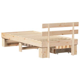 Bed Frame with Headboard Natural 90 x 190 cm Solid Pine Wood 872548