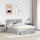 Bed Frame Concrete Grey 135 x 190 cm Engineered Wood 3410907