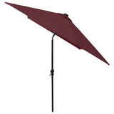 Garden Parasol with LEDs and Steel Pole Bordeaux Red 2x3 m 313790