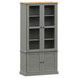 Glass Display Cabinet VIGO Grey 85x35x170 cm Solid Wood Pine 353195