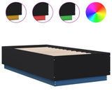 Bed Frame with LED without Mattress Black 90x190 cm Single 3209661