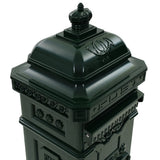 Pillar Letterbox Green Cast aluminium Large Decorative Inlays 43890