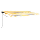 ZNTS Freestanding Manual Retractable Awning 500x350 cm Yellow/White 3069858