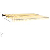 Freestanding Manual Retractable Awning 500x350 cm Yellow/White 3069858