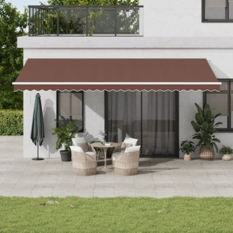 ZNTS Manual Retractable Awning with LED Brown 600x300 cm 3215385