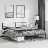 Metal Bed Frame without Mattress with Headboard Black 193x203cm 355469