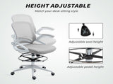 Drafting Chair with Flip-up Armrest, Mesh Office Stool with Foot Ring, 360 Degree Swivel Height T3398P344417