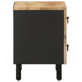 ZNTS Bed Cabinet Black 40x33.5x46 cm Solid Rough Wood Mango 4018626