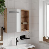 Bathroom Mirror Cabinet with LED Light Oak 60x13x52 cm 357972