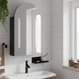Bathroom Mirror Cabinet with LED Light Arched Black 42x13x70 cm 357975