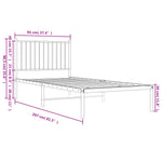 Metal Bed Frame without Mattress with Headboard Black 90x200cm 350857