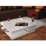 ZNTS Coffee Table 3 Tiers High Gloss White 241077