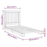 Bed Frame without Mattress Grey 90x200 cm Solid Wood Pine 3281544