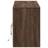 TV Cabinet with LED Brown Oak 139.5x34x50 cm Engineered Wood 852200