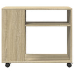 ZNTS Side Table with Wheels Sonoma Oak 70x35x60 cm Engineered Wood 853148