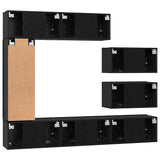 TV Cabinet Set Wall-mounted 8 pcs Black Oak Engineered Wood 3393133