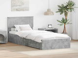 Bed Frame Concrete Grey and Silver 70 x 190 cm Engineered Wood 3410961