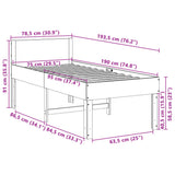 Bed Frame without Mattress Wax Brown 75x190 cm Small Single Solid Wood Pine 855746