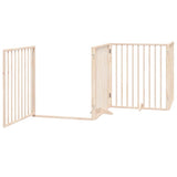 Dog Gate with Door Foldable 8 Panels 640 cm Poplar Wood 3155558