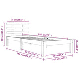 Bed Frame without Mattress 75x190cm Small Single 814714