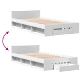 Bed Frame with Drawer without Mattress White 75x190 cm Small Single 3280804