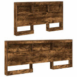 Storage Headboard with Shelf Smoked oak 135 cm Engineered wood 3335553
