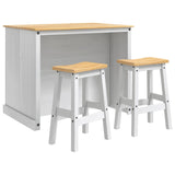 Kitchen Island Set 3 pcs White and Honey Wax Solid-Pine 3425395