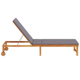Sun Lounger Reclining Brown 53 x 202 x 89cm Solid Acacia wood 4108109
