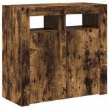 Sideboard with LED Lights Smoked Oak 80x35x75 cm 815729