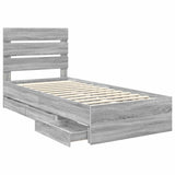Bed Frame with Drawer Grey Sonoma 90 x 190 cm Engineer Wood 3411867