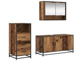 Bathroom Furniture Set with Door 3 pcs Old Wood Engineered Wood 3402408