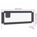 Toddler Safety Bed Rail Dark Grey 200x25 cm Fabric 10233