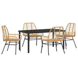 Garden Dining Set 5 pcs Brown Poly Rattan 3380851