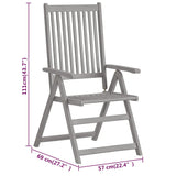 Garden Dining Set Grey Solid Acacia wood Extendable Extendable 3079647