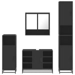 ZNTS 4 Piece Bathroom Furniture Set Black Engineered Wood 3301240